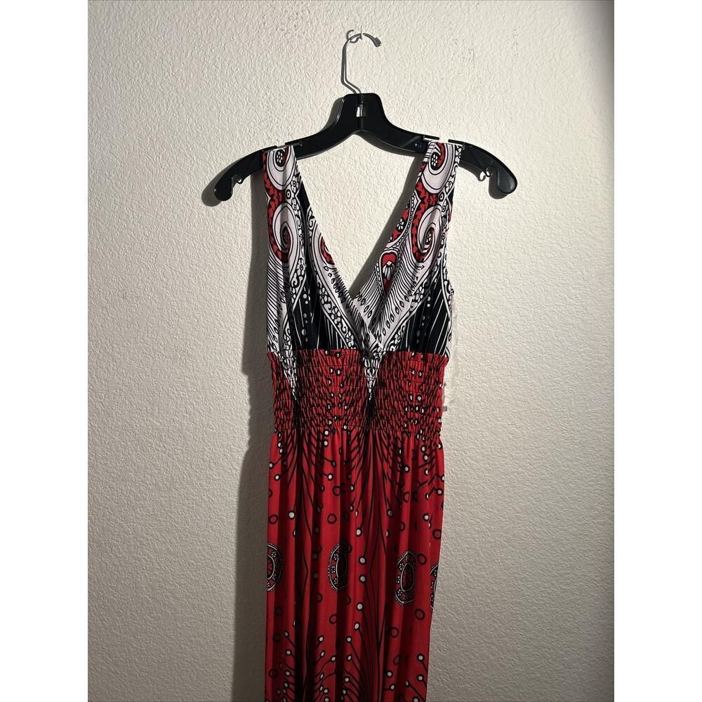 Women’s Hots Wings Medium Long Red Multicolored Dress NWT - Picture 3 of 3